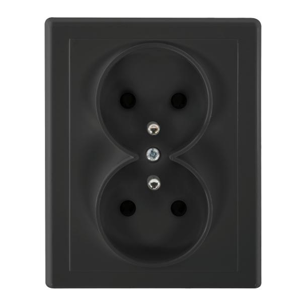 Gniazdo podwójne podtynkowe 2x2P+Z Malta, 16A, 250V, PT-6M, czarny mat