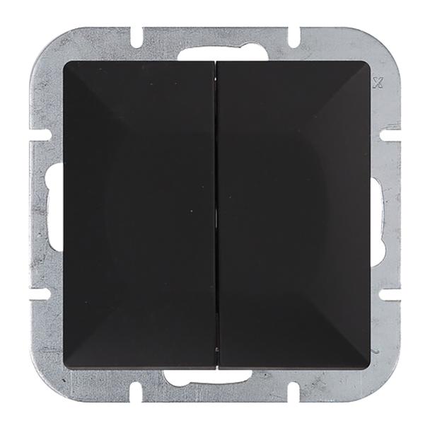 Łącznik podtynkowy schodowy podwójny Pearl, 10A, 250V, WP-2/5P, czarny