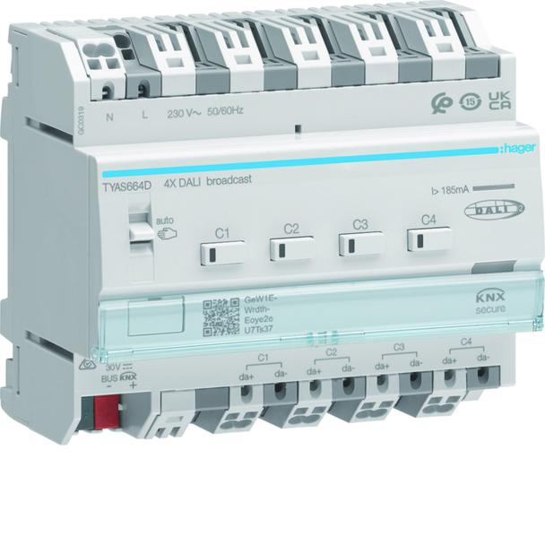 KNX e/s sterownik DALI 4-kanałowy, komunikacja broadcast