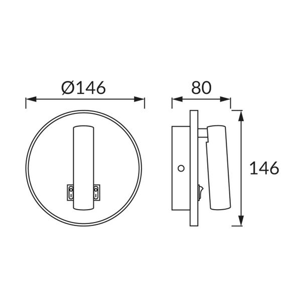 Oprawa dekoracyjna SMD LED OTELLO LED C 6W+3W BLACK