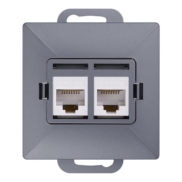 Gniazdo 2xRJ45 Cat5 Pearl, RJ45-5CAT/P2, antracyt