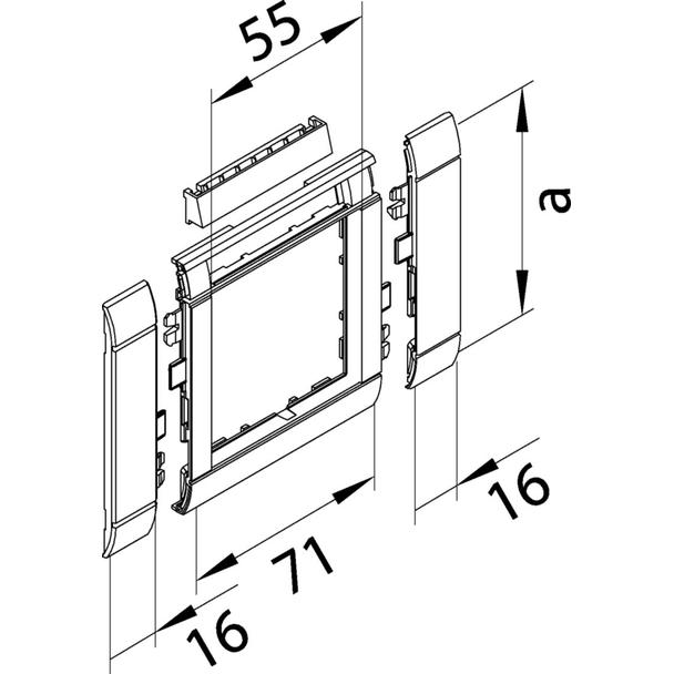 tehalit.WA Maskownica 120mm 1-krotna 55x55mm pole opisowe PC-ABS bezhalog biały