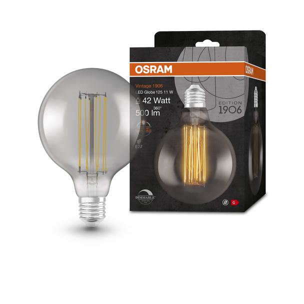 Lampa LED Vintage 1906 SMOKE 125 dim 11W/818 szkło przezroczyste E27