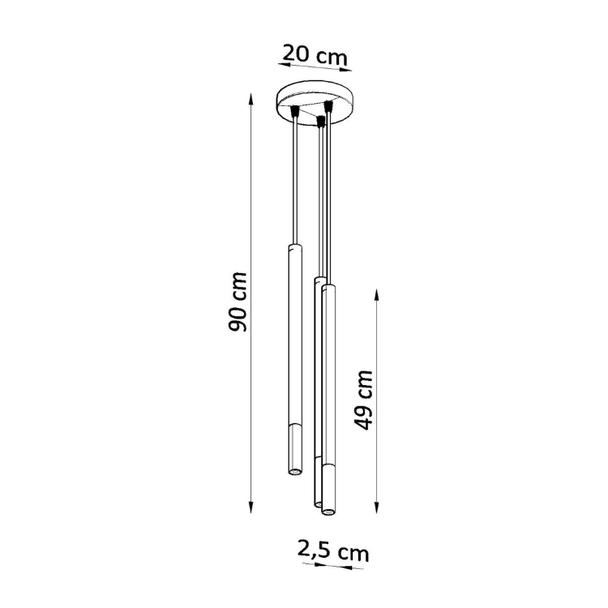LAMPA Wisząca Tuba MOZAICA 3 Czarna SOLLUX SL.0893