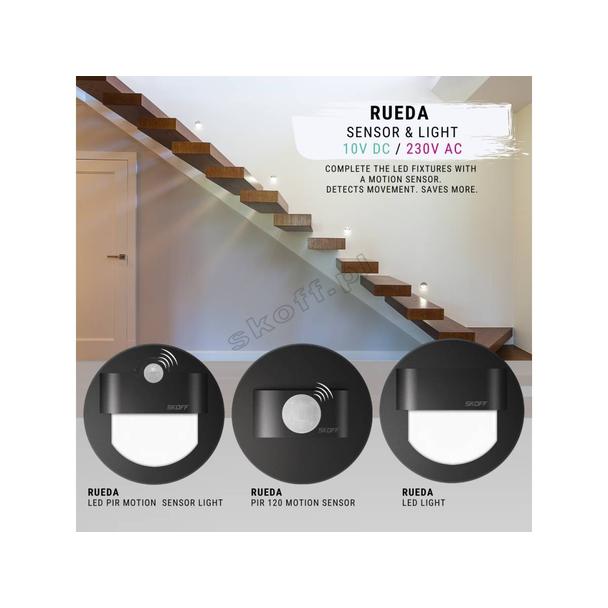Oprawa Rueda LED PIR 120 Motion Sensor Light | 10 V DC | 1,0 W | IP 20 |LED | 4000 K | PIR 120o |Wyk
