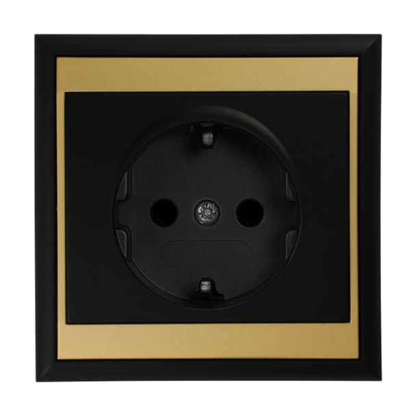 Gniazdo pojedyncze podtynkowe 2P+Z, Schuko Luna, 16A, 250V, PT-17L, czarny/złoty OR-OE-7605(GS)/BC ORNO