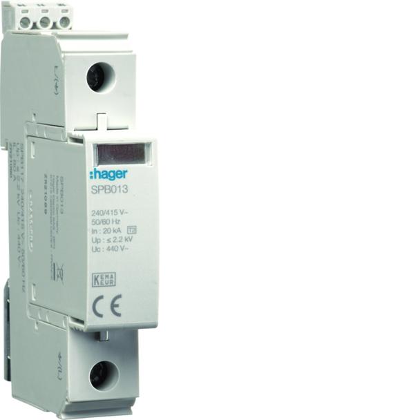 SPD Ogranicznik przepięć T2 1P 40kA Typ2 sieć IT In=20kA Up?1,35kV Uc=440V styk SPB117 HAGER