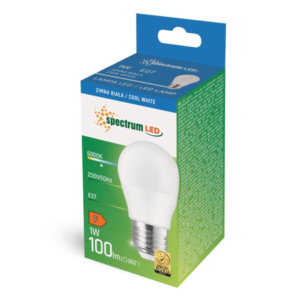 LED KULKA  E-27 230V 1W CW SPECTRUM