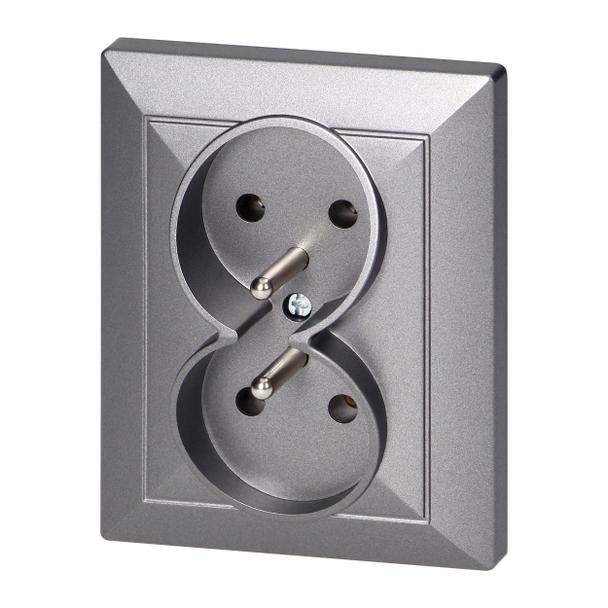 Gniazdo podwójne podtynkowe 2x2P+Z Pearl, 16A, 250V, PT-6 P, antracyt OR-OE-7706/K/A ORNO
