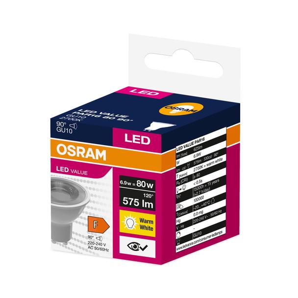 Lampa LED VALUE PAR16 80 90 6,9W/827 230V GU10 BK