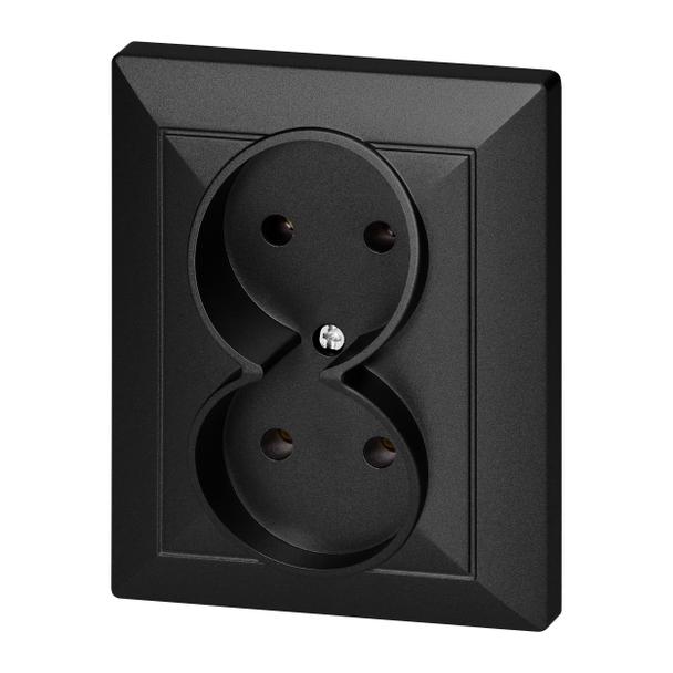 Gniazdo podwójne podtynkowe 2x2P Pearl, 16A, 250V, PT-5 P, czarny