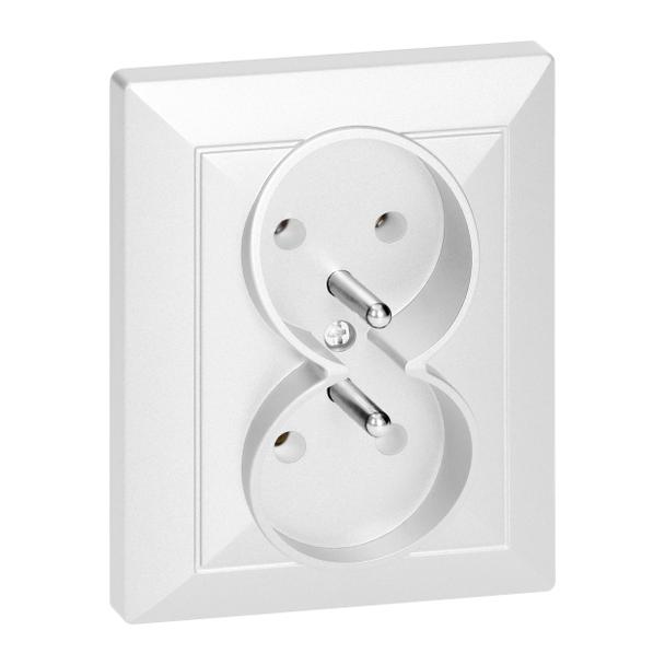 Gniazdo podwójne podtynkowe 2x2P+Z Pearl, 16A, 250V, PT-6 P, biały