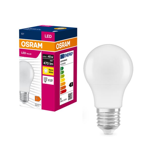 Żarówka LED A55 E27 4.9W = 40W 470lm 3000K Ciepła 200° VALUE CLASSIC Osram