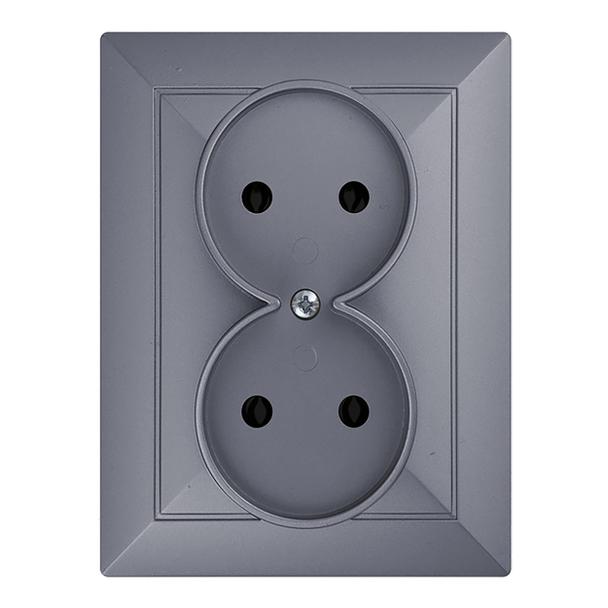 Gniazdo podwójne podtynkowe 2x2P Pearl, 16A, 250V, PT-5 P, antracyt OR-OE-7706/2P/A ORNO