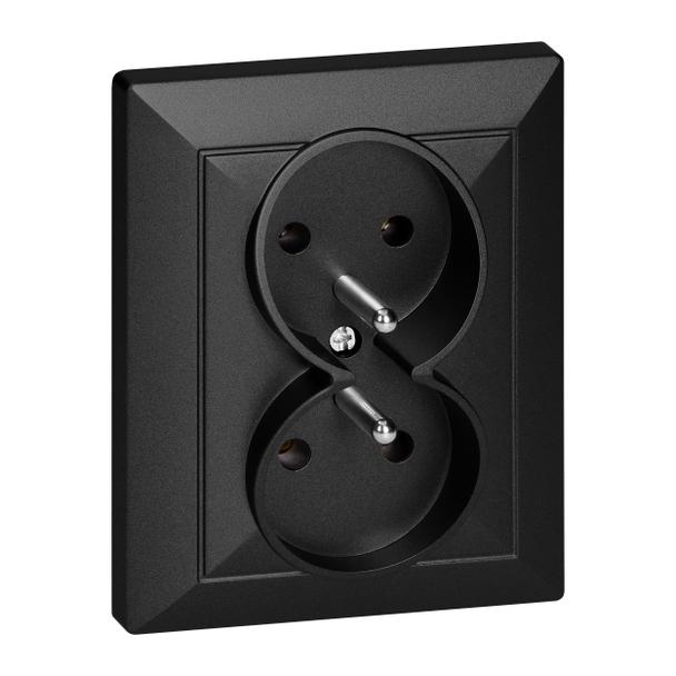 Gniazdo podwójne podtynkowe 2x2P+Z Pearl, 16A, 250V, PT-6 P, czarny