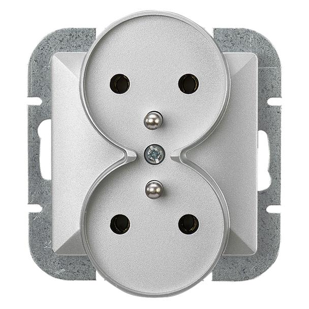 Gniazdo podwójne podtynkowe 2x2P+Z Pearl, 16A, 250V, PT-6 PR, srebrny
