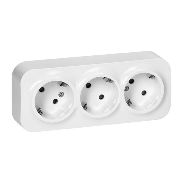 Gniazdo potrójne natynkowe ToDo 2P+Z Schuko IP20, 16A, 230V AC, 16A, 230V AC, biały, 10 sztuk
