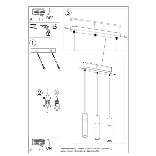 Sollux Lampa wisząca BORGIO 3L biały SL.0649