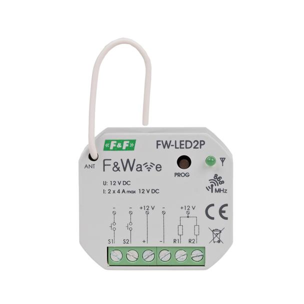 Radiowy dwukanałowy sterownik LED 12V - montaż PDT 10-16V DC FW-LED2P F&F