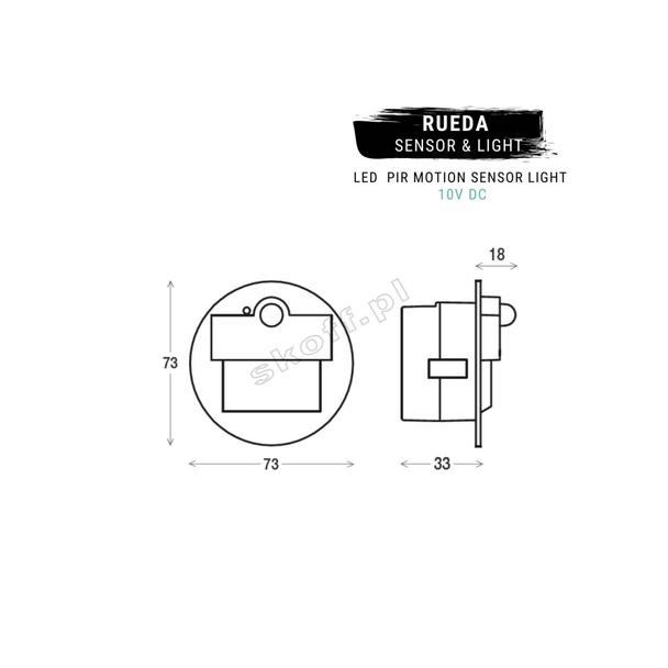 Oprawa Rueda LED PIR 120 Motion Sensor Light | 10 V DC | 1,0 W | IP 20 |LED | 4000 K | PIR 120o |Wyk