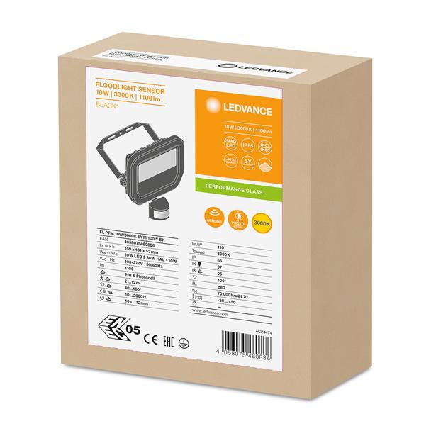 Naświetlacz FLOOD LED PERFORMANCE 10W 3000K SYM 100 SENSOR black