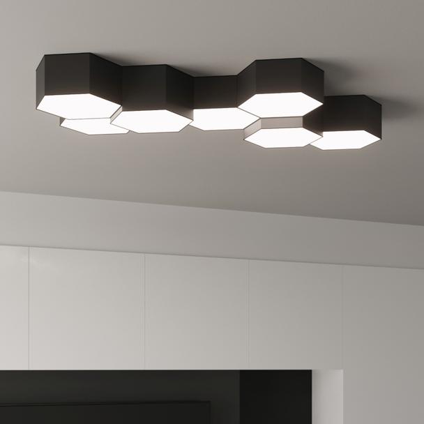 Lampa plafon sześciokątny czarny SUNDE 13 SOLLUX