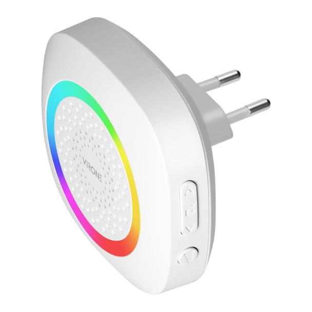 PELA AC, dzwonek bezprzewodowy sieciowy, learning system, 60 dźwięków, LED RGB, 300m, biały