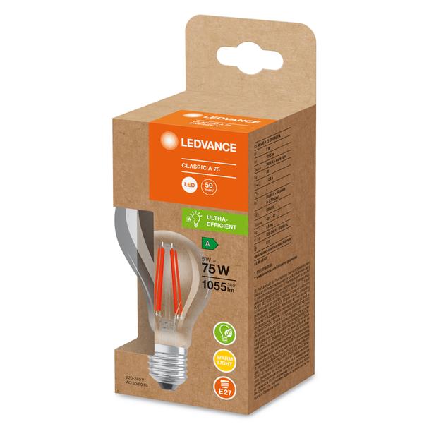 Lampa LED Classic A75 energooszczędna szkło przezroczyste 5W 830 E27 LEDVANCE