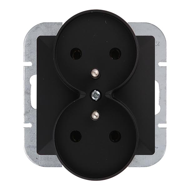 Gniazdo podwójne podtynkowe 2x2P+Z Pearl, 16A, 250V, PT-6 PR, czarny
