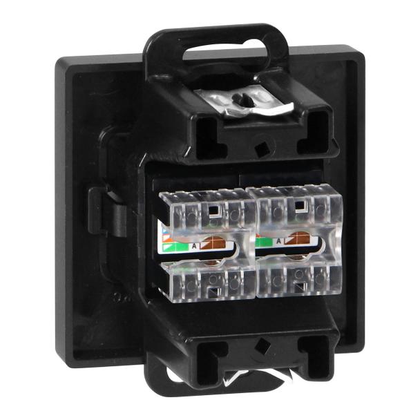 Gniazdo 2xRJ45 Cat5 Pearl, RJ45-5CAT/P2, czarny
