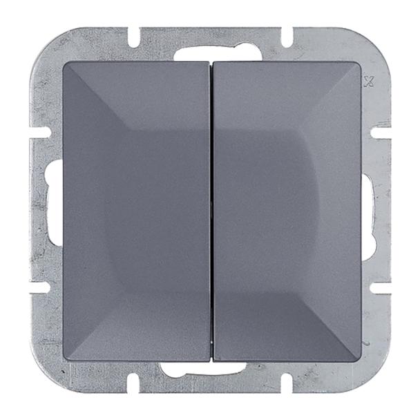 Łącznik podtynkowy schodowy podwójny Pearl, 10A, 250V, WP-2/5P, antracyt