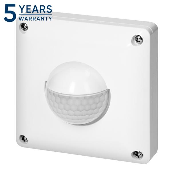 Czujnik ruchu, 2 i 3 żyłowy, 190 st. IP65, 500W, zasięg max. 20m, do puszki, biały