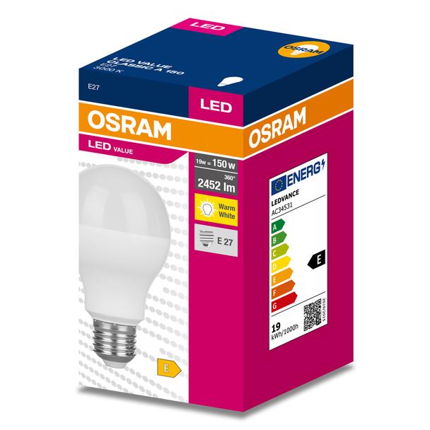 Żarówka LED E27 19/150W 2452lm 200° 3000K  ciepła biel 4058075634237 VALUE  OSRAM