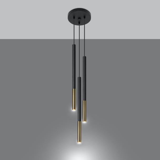 LAMPA Wisząca Tuba MOZAICA 3 Czarna SOLLUX SL.0893