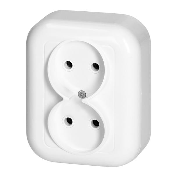 Gniazdo podwójne natynkowe 2x2p 16A, 250V, FAN, biały