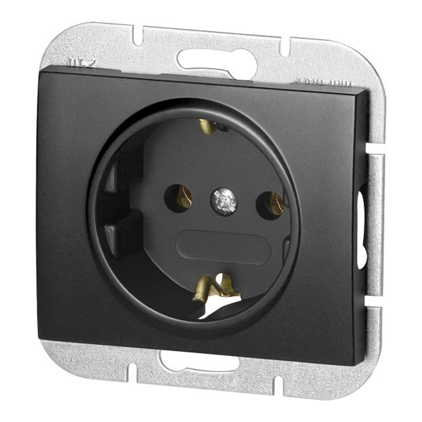 Gniazdo pojedyncze podtynkowe 2P+Z Schuko Onyx, 16A, 250V, PT-17O, czarny