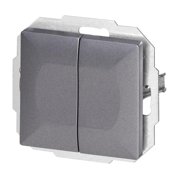 Łącznik podtynkowy schodowy podwójny Pearl, 10A, 250V, WP-2/5P, antracyt