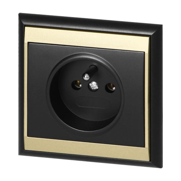 Gniazdo pojedyncze podtynkowe 2P+Z Luna, 16A, 250V, PT-16L, czarny/złoty OR-OE-7605/BC ORNO