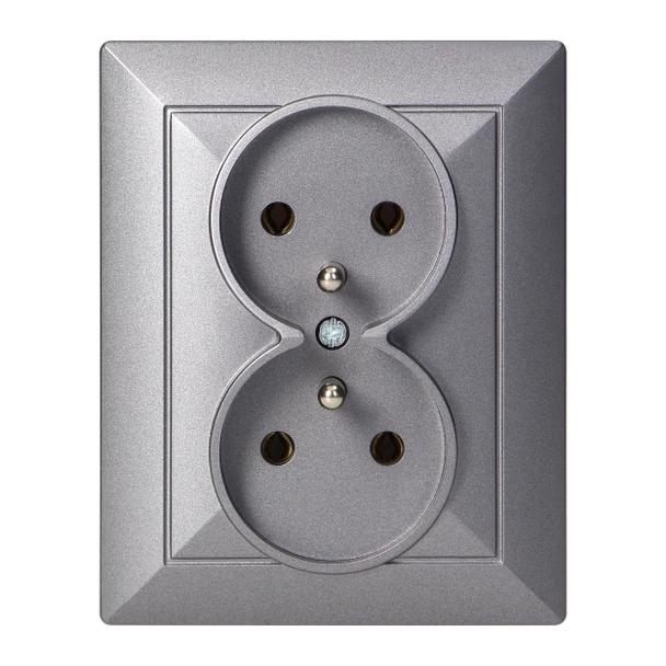 Gniazdo podwójne podtynkowe 2x2P+Z Pearl, 16A, 250V, PT-6 P, antracyt
