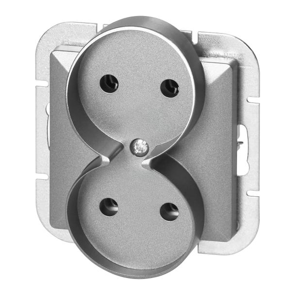 Gniazdo podwójne podtynkowe 2x2P+Z Pearl, 16A, 250V, PT-6 PR, antracyt