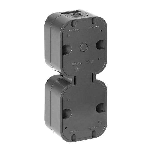 Gniazdo podwójne natynkowe 2x2P+Z, bryzgoszczelne z klapką, pionowe B2, IP54, NT-6B2/P, szary