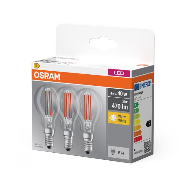 Żarówki FILAMENT LED E14 4W 40W OSRAM 2700K trójpak