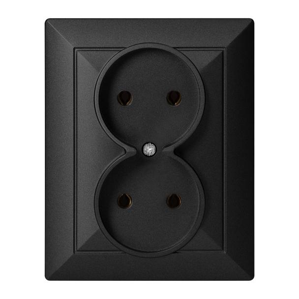 Gniazdo podwójne podtynkowe 2x2P Pearl, 16A, 250V, PT-5 P, czarny