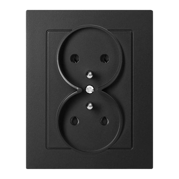 Gniazdo podwójne podtynkowe 2x2P+Z Malta, 16A, 250V, PT-6M, czarny mat