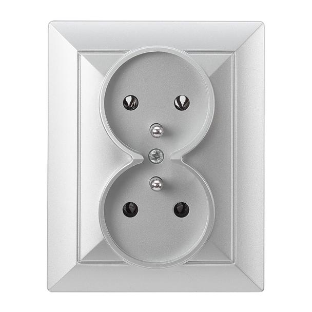 Gniazdo podwójne podtynkowe 2x2P+Z Pearl, 16A, 250V, PT-6 P, srebrny