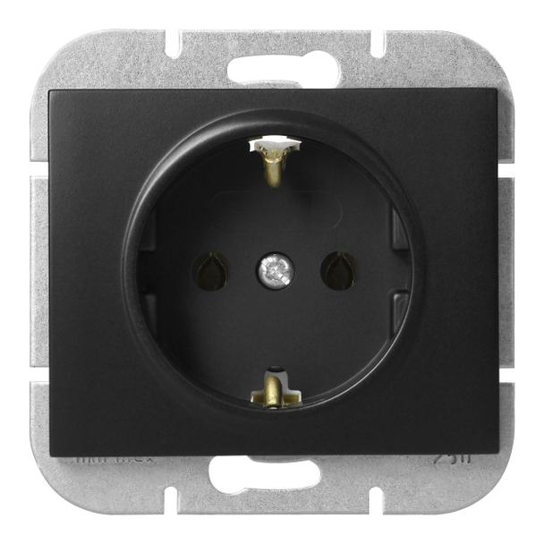 Gniazdo pojedyncze podtynkowe 2P+Z Schuko Onyx, 16A, 250V, PT-17O, czarny