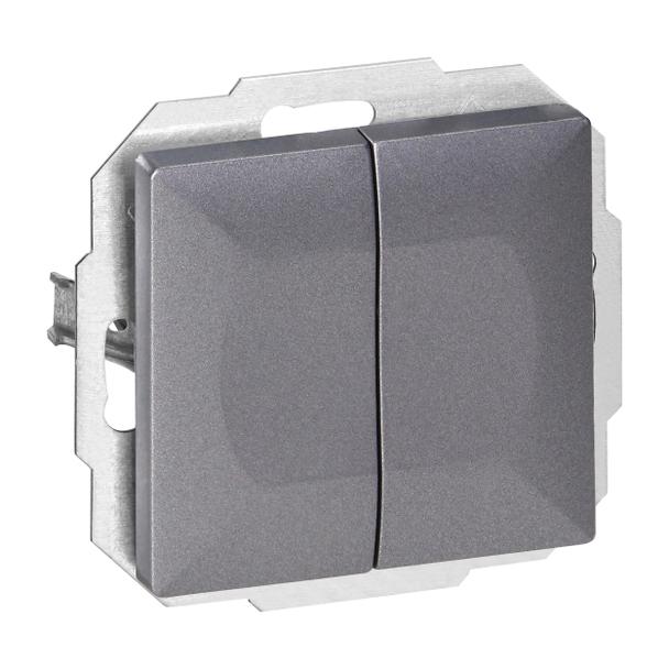 Łącznik podtynkowy schodowy podwójny Pearl, 10A, 250V, WP-2/5P, antracyt