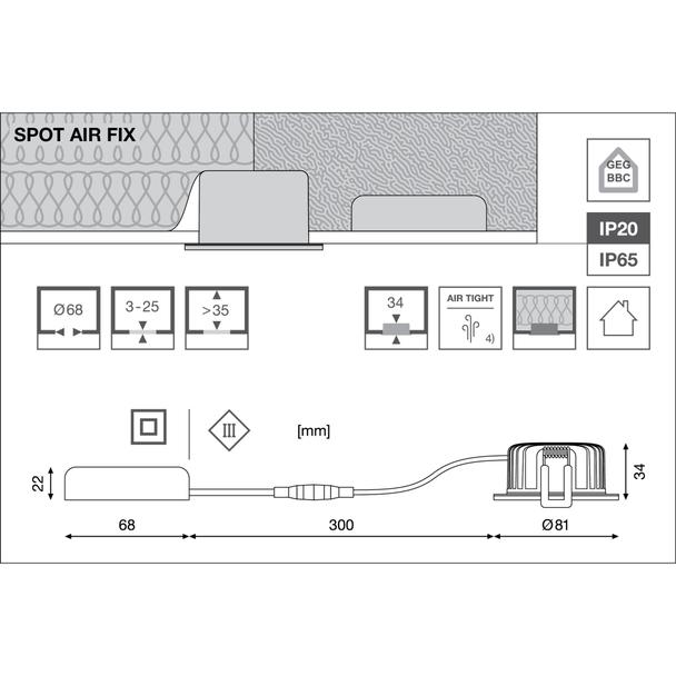 Oprawa SP AIR FIX P 6W 927 PS DIM IP65 WT