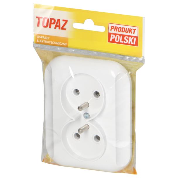 Gniazdo podwójne podtynkowe 2x2p+Z 16A, 250V, TOPAZ, biały