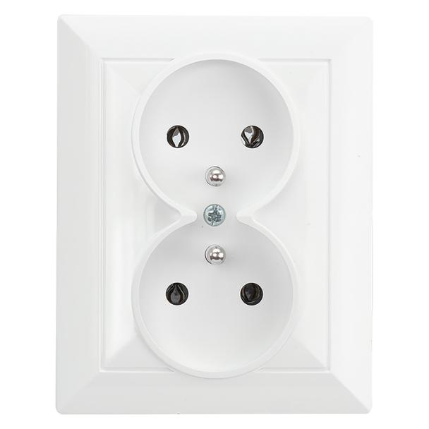 Gniazdo podwójne podtynkowe 2x2P+Z Pearl, 16A, 250V, PT-6 P, biały